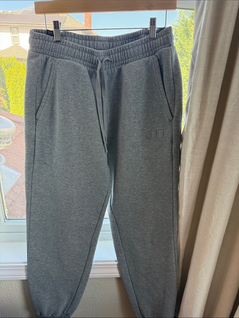 Puma Men's Gray Drawstring Jogger Sweatpants